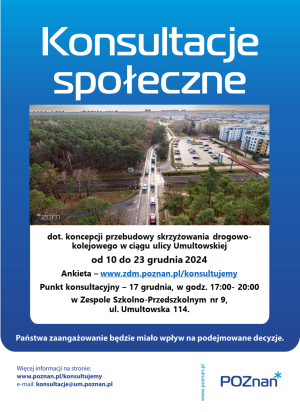 Konsultacje społeczne dot. przebudowy skrzyżowania ul. Umultowskiej z linią kolejową