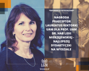 prof. Lidia Mierzejewska otrzymała nagrodę Praeceptor Laureatus