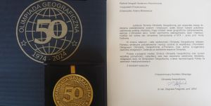 Medal 50-lecia Olimpiady Geograficznej dla Wydziału